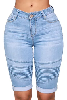2021 Ljetne Nove Ženske kratke jeans, Modni svakodnevne стрейчевые traper kratke hlače dužine do koljena, biciklistički traperice S-2XL, Izravna dostava