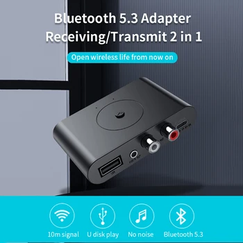 2 U 1 Bluetooth 5,3 Predajnik Prijemnik 3,5 mm AUX RCA USB Disk Stereo Glazba Bežični Audio Adapter Za TV PC Komplet za Automobil Zvučnik