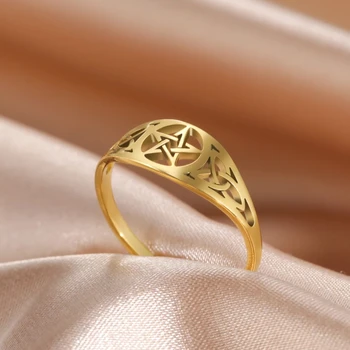 Казадор Pentagram Prsten Na Prst Zvijezda Od Nehrđajućeg Čelika Donje Geometrijski Prsten Moda 2023 Викка Pogansko Nadnaravno Nakit Poklon Novi Proizvod