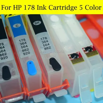 5 kom./lot HP 178 Ink cartridge HP 178 ARC/Čip automatski reset Za HP 7510 C5380 C6380 C6380 the d5460 D5463 Pisač
