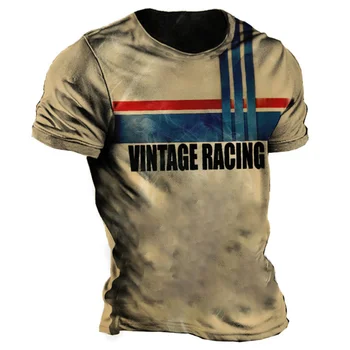 Vintage majica za muškarce, t-Shirt 5xl, trkaće Majice sa 3D Ispis, Ljetna Casual Odjeća s Kratkim Rukavima, Prevelike ulične Vrhovima u stilu hip-hop