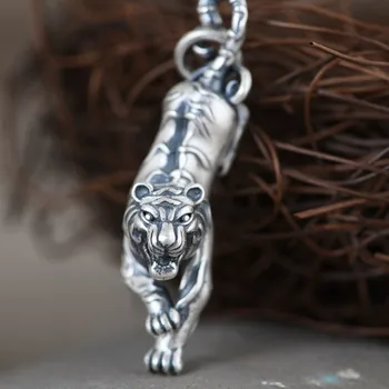 BOCAI Novi pravi S990 od čistog srebra klasicni mat srebrni privjesak muške tajlandski silver surround tiger privjesak za muškarce