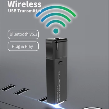 Аудиоадаптер Qualcomm USB Bluetooth 5,3 3,5 mm AUX Двухпоточный multi-point Wireless Аудиопередатчик QCC3056 aptX LL HD Prilagodljiva