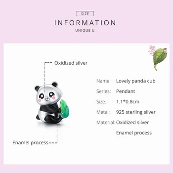 WOSTU 925 Sterling Silver Šarm Odlična Panda Kuglice Slatka Privjesak Sa Životinjama Odgovara Originalni Narukvica i Ogrlica DIY Nakit CQC1832