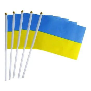 100pc Zastava Ukrajine Auto Zastave Okvir Isječak Ukrajinske Zastave Ručni Vijori Zastava 14x21 cm