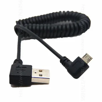 Kutna USB kabel, Medusobno Spiralni produžni kabel USB Micro-USB 90 stupnjeva USB-A na priključak za Micro B.