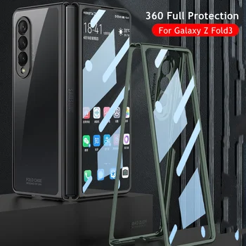 Za Samsung Galaxy Z Fold 3 Prozirna Torbica 360 Potpuna Zaštita Sprijeda Kaljeno Staklo Poklopac Premaz Transparentan Okvir Od Tvrde Plastike Torbica