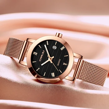 CRRJU Ženski Sat 2020 Luksuzni Ženski Sat s Datumom Moderan Stilski Vodootporan Tanke Kvarcni Satovi za Žene Reloj Mujer
