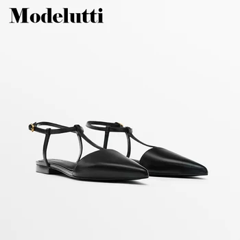 Modelutti/Novost 2022 godine; Sezona proljeće-ljeto; Trendi Sandale od prave kože s oštrim vrhom i malim Vrhom; Ženska Monotono Jednostavna Casual Cipele; Ženska
