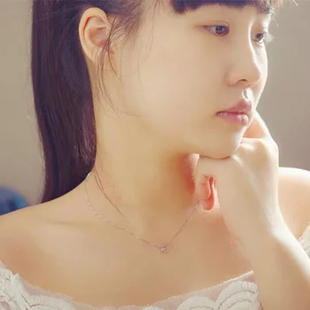 Vruće Nove Posrebreni Nakit Korejski Jednostavna Moda u obliku srca Zvijezda Lijepa Fišbajn Lanac Privjesak Ogrlice XL013