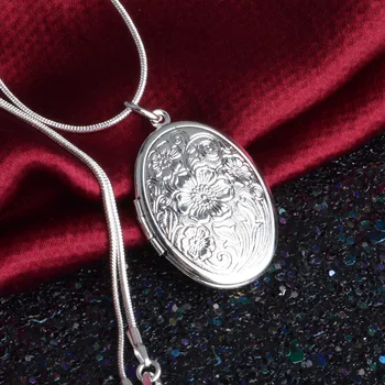 Modni Nakit od 925 sterling srebra, Privjesak u obliku Jaja, Okvir za sliku, 1 mm, Ogrlica od zmija lancem, Muške i Ženske Šarmantan Nakit, Poklone