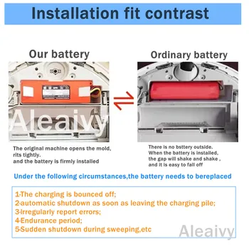 Zamjena baterije robot-usisivač li-ion baterija 14,4 v odnosi se na dodatnom Xiaomi Roborock S50 S51 S55