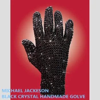 MJ Michael Jackson Klasična Crna Kristalna Rukavica Desna Ruka S Obje Strane POKLON Ručne izrade na Božić