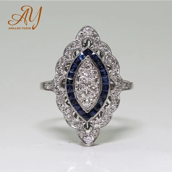 Anillos Yuzuk Nakit Od 925 Sterling Srebra Jedinstveni Dizajn Plavi Dragulj Ženski Cirkon Prsten Za Žene Vjenčanja Vjenčani Prsten