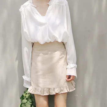 2020 Godišnje Lijepa Bijela Mini-suknja s Volanima 