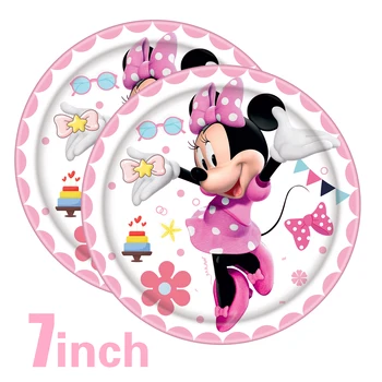 Novi Pink Minnie Mouse Rođendan Božićni Ukras Jednokratna Posuđe Posuda Za Stolnjak Potrepštine Minnie Banner Balon
