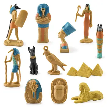12 Kom. Drevne Statuete, Model Civilizacije Yang Rano Razvija Igračka Je Visoka Simulacija Kralj Tutankamon Mumija Torbica Sfinge