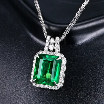 Cellacity Geometrija Emerald Privjesak Lanca Ogrlice I Privjesci Srebro 925 Nakit za Žene Dragulji Ženski Godišnjicu ključne kosti Lanca poklon