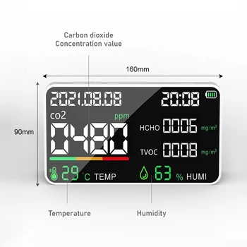 Višenamjenski Digitalni CO2 Monitor Metar Temperatura Vlažnost Tester Detektor Ugljičnog Dioksida Brzi Analizator Kvalitete Zraka Monitori