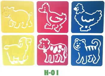6 kom./lot.Patka Piletina Pas životinje predložak za crtanje matrica Dječji umjetničke matrice ploča za crtanje Dječji vrtić umjetnost 14x15 vidi 18 dizajn.