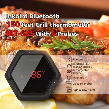 INKBIRD IBT-6XS SA 6 Senzorima Temperature Sonde Bežična oprema za Roštilj Termometre Digitalne Alate za Pripremu Hrane za Pušače Roštilj Kamp