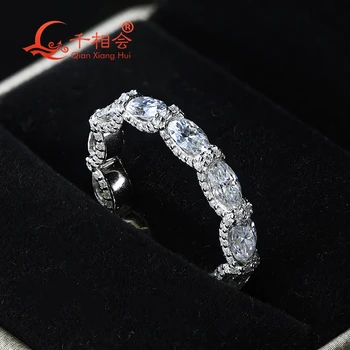 Srebro vječnost prsten 925 sterling, ovalni prsten 3*5 mm ili 4*6 mm, oblik D VVS, bijele муассанитовые prsten za nakit, poklon za помолвку