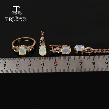 TBJ, Novi Prirodni Etiopska Opal ovalni 6*8 mm dragulj 925 sterling srebra prsten, naušnice Privjesak Set nakita