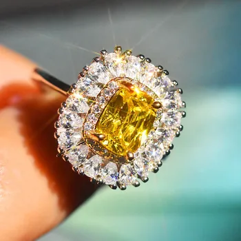 Moda mikro-set za modeliranje žuti dijamantni prsten ženski kapi vode грушевидный pink crystal identitet luksuzni nakit ženski
