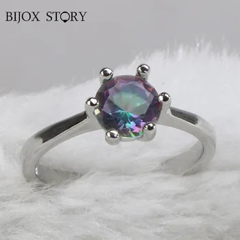 BIJOX STORY modni prsten od 925 sterling srebra sa topaz okruglog oblika za ženski vjenčanja, obećanje, banket, college, подарочное prsten, veličina 6-10