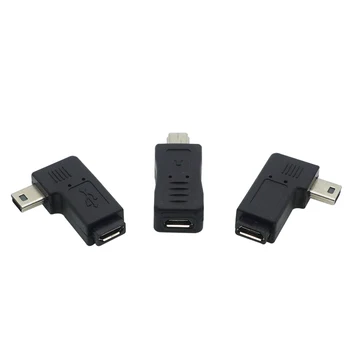 1pc 90 Stupnjeva Lijevi Gornji Kut 5pin Ženski Muški Adapter za Sinkronizaciju Podataka Plug Micro USB NA Mini USB Priključak Pretvarač