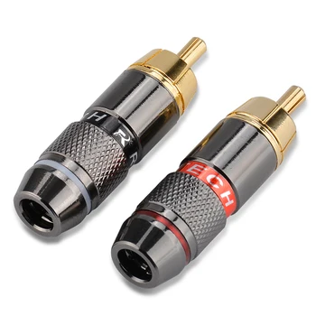 20 kom./10 parova Visoke Kvalitete RCA Utikač Adapter Žice Konektor Podrška za 6 mm Kabel za Video/Audio Crna i Crvena Pozlatom
