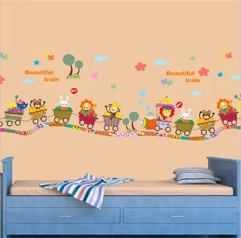 Crtani film Životinja Voće Vlak je Automobil naljepnica zid izgraditi svoju budućnost dizalica bager djeca dječak spavaća soba dekor naljepnice