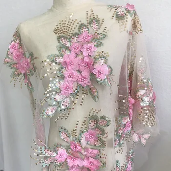 Leptir cvijet šljokice tkanina tijesto mreže vezenje tkanina tijesto trodimenzionalni vezene perle cvjetne čipke нашивка odjeća za vjenčanje ukras