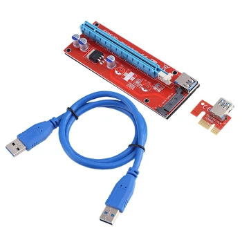 USB 3.0 pci-e Riser 007S PCI Express X1-X16 SATA-15Pin Molex podatkovni Kabel za napajanje PCI-E Riser za grafičke kartice 60 cm