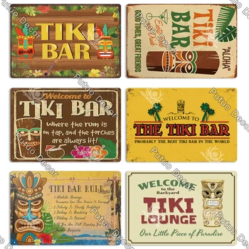 Putuo Dekor Tiki Bar Limene Znakovi Metalna Pločica Starinski Kutiji Plakat Ljetno Umjetničko Uređenje Zidova za Odbojku na Doma Bar Pub Havajski Party