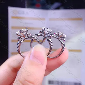 Novo Donje dijamantni prsten Moissan od Srebra 925 sterling s Лебедем Za Ljubitelje Luksuzni Dizajn, Fin i elegantan