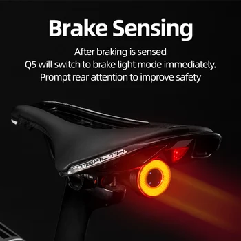ROCKBROS Biciklistička Inteligentni Senzor Kočenja IPx6 Vodootporan USB Punjiva Biciklistička dugo Svjetlo Pribor Za Stražnjeg Svjetla Q5