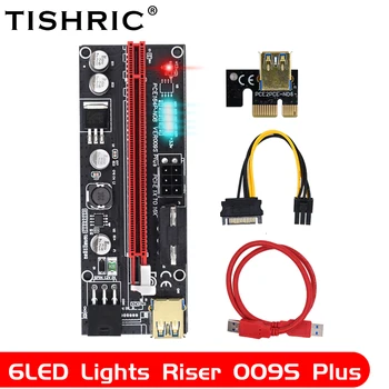 1-10 kom. TISHRIC PCIE Riser 009S Plus PCI-E 16x Riser Card 6 led Žarulje Grafička kartica Riser GPU Produžni Adapter Za Майнинга