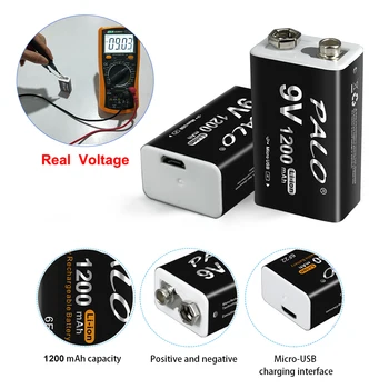 PALO 9 v baterija baterija baterija baterija Baterija od 1200 mah baterija 6F22 Micro USB 9 U Litij-ionska Litij Baterije za Dmm Mikrofon Igračka Daljinski Upravljač KTV