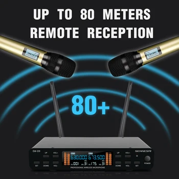Visoka kvaliteta！SKM9000 Profesionalni Dvostruki Bežični Mikrofon Scenski prikaz 2 Kanala UHF Karaoke Metalni Ručni
