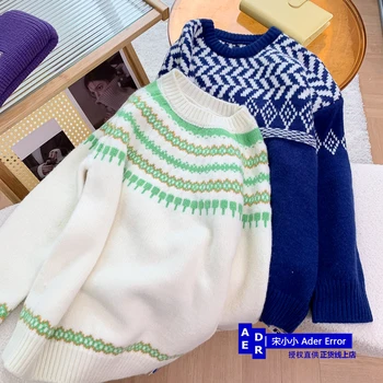 Korejski kvalitetne Pleteni Džemper za Muškarce i Žene, Jesensko-Zimske Parovi, Slobodni Berba Pletene Majice s Okruglog izreza, Top