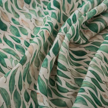 Prirodna tkanina Rami Tiskanje lista vrbe šivanje Prilagođeno tkanine za modnih haljina i халатов tkanina za haljine