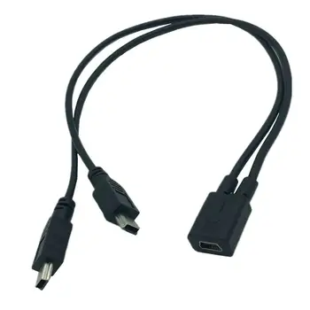 Micro / Mini USB to Micro / Mini USB 5P single-point двухточечный kabel za punjenje, od 1 žene do 2 muških Y-oblika produžni kabel za punjenje 30 cm