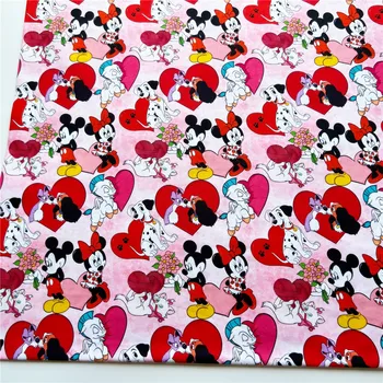 Disney likovi skupljaju pamučna tkanina u dvorištu, Šivati dječja odjeća od tkanine za haljine, Materijal za ručni rad od jorgan svojim rukama