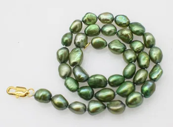 Slatkovodni biseri zelena baroka 7-9 mm ogrlica 16,5 cm FPPJ veleprodaja perle priroda