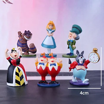5-6 cm, 6 kom./lot, Disney, Alisa u Zemlji Čudesa, Figurica, model, Lutka, Ukras, Zbirka PVC, Figurica, Igračka, model za djecu