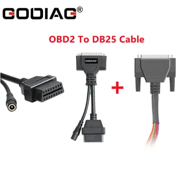 Kabel Godiag OBD2-DB25 Conventor radi zajedno sa šarenim priključnim kablom DB25