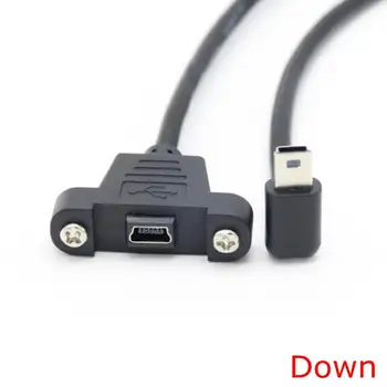30 cm mini USB gore i dolje, lijevo i desno koljeno mini USB B 5 pin produžni kabel 2,0 od muškaraca i žena Mini s otvorom za montažu na ploči