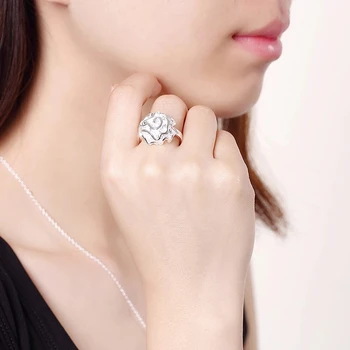 Nova korejska moda Lijepa ruža cvijet Srebra 925 narukvica prsten Narukvice ogrlice naušnice Nakit Kit za žene poklon za zabavu