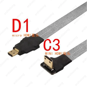 Противоинтерференционный mini-HDMI-kompatibilnu Pravokutni FPV-kabel od čovjeka do čovjeka HDMI 90 stupnjeva FPC Flat Kabel za antenu Multicopter